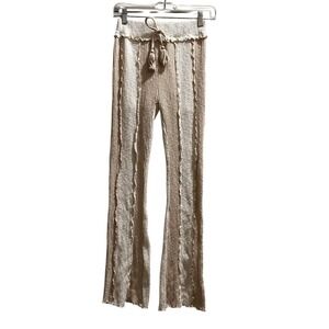 Vintage Havana Women's Ribbed Flare Pants Small Tan And Ivory Lined‎